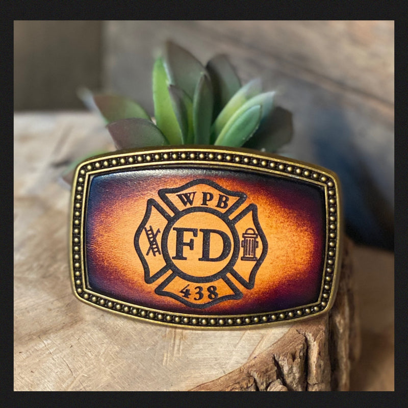 Leather Belt Buckle | Fire Department | Personalized Option