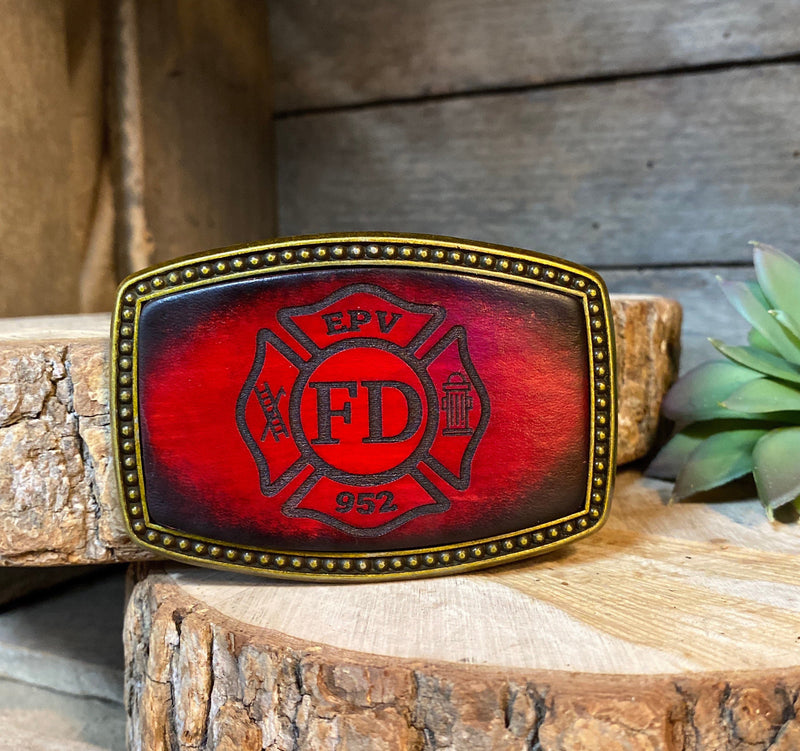 Leather Belt Buckle | Fire Department | Personalized Option