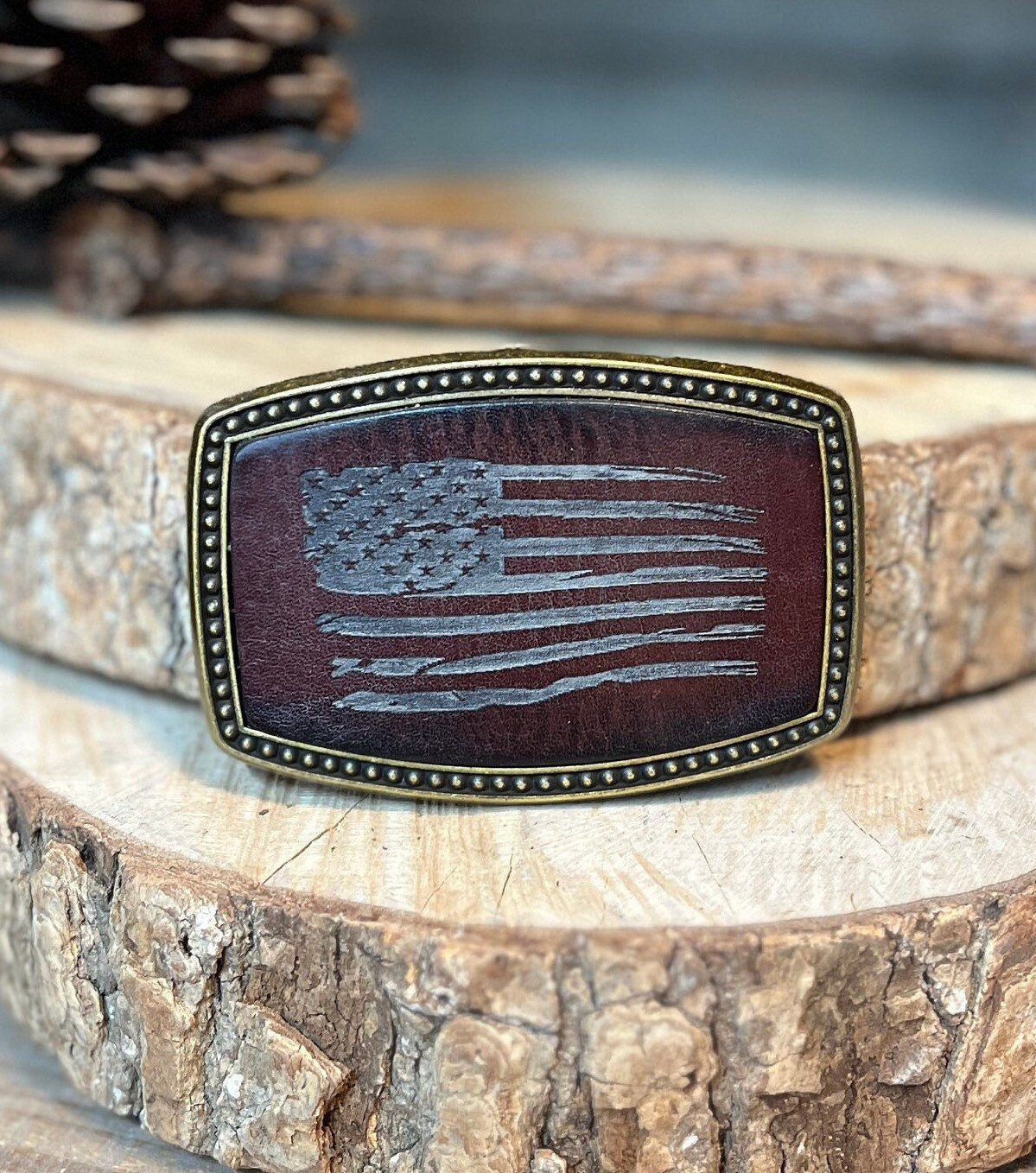 American flag belt buckle with belt