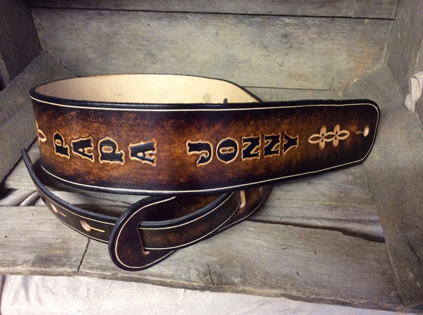 Leather Guitar Strap- Personalized - 2.5”