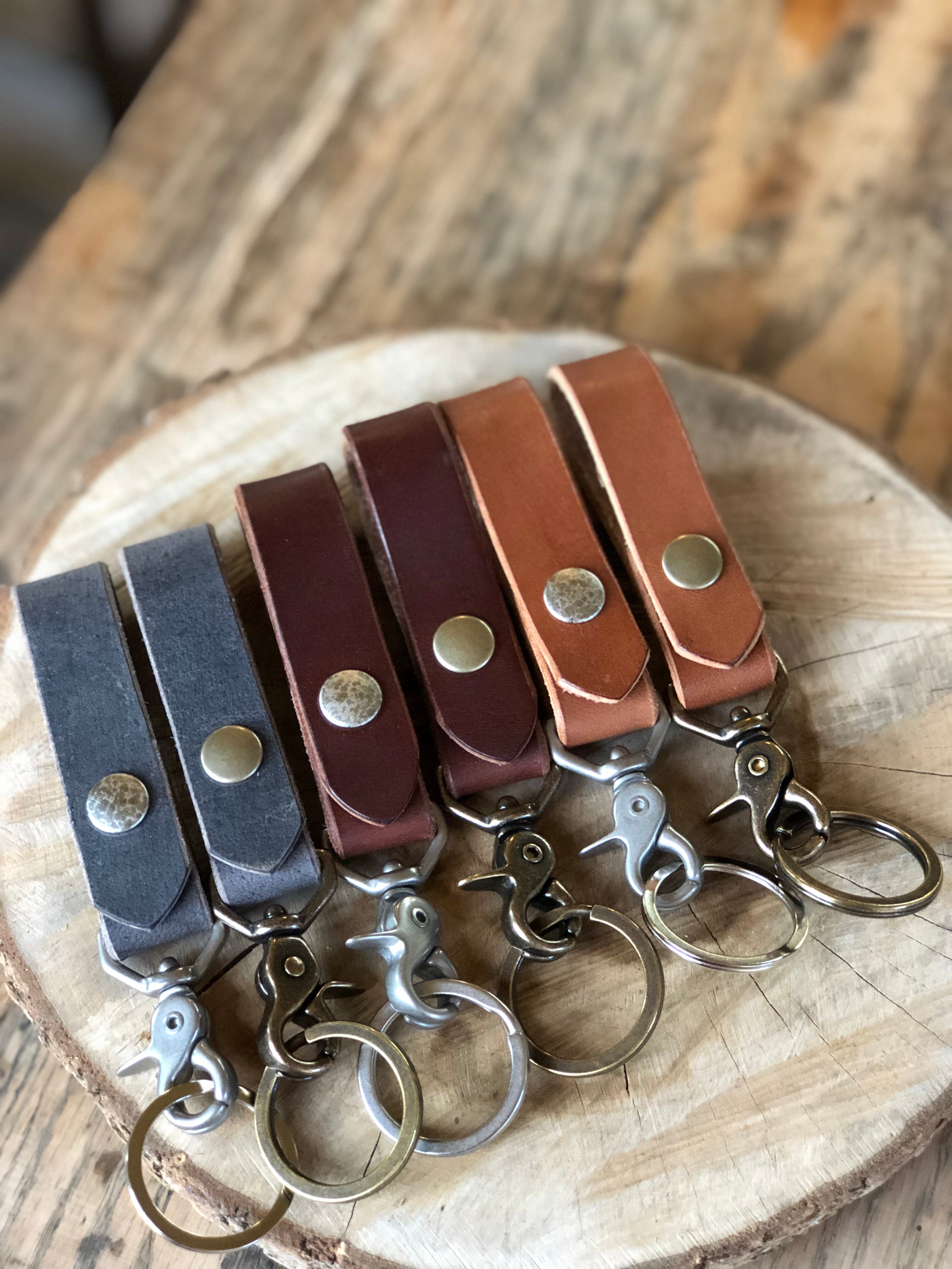 Leather Belt Loop Keychain - Natural