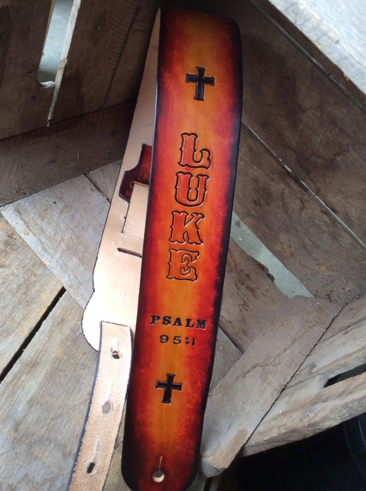Sunburst Leather Guitar Strap | 2.5" | Cross