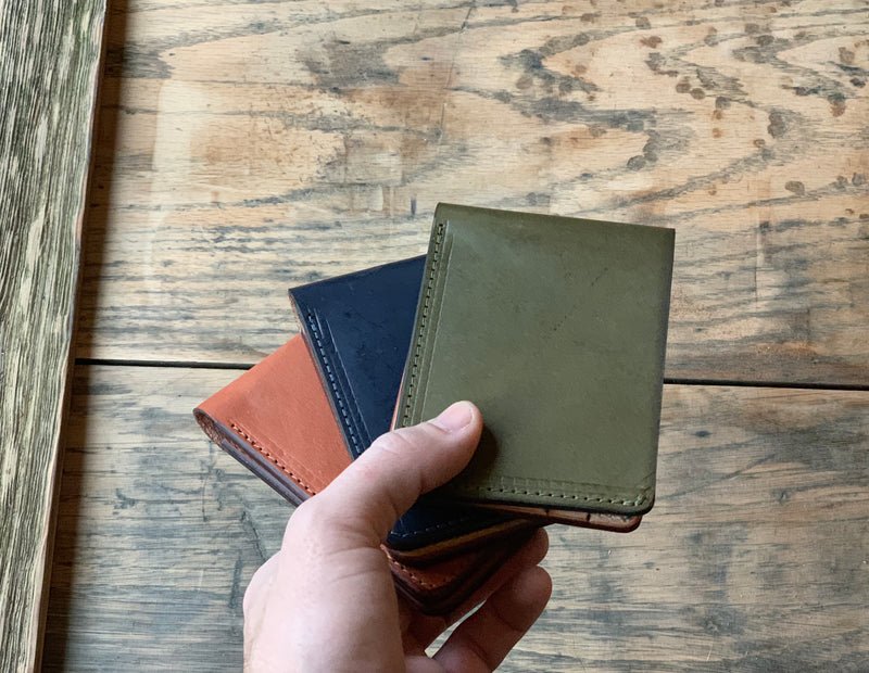 The Jefferson Bi-fold Wallet in Navy - M & W Leather