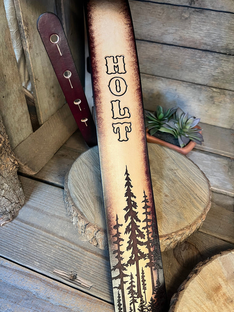 Leather Guitar Strap | Cypress Trees | 2.5"
