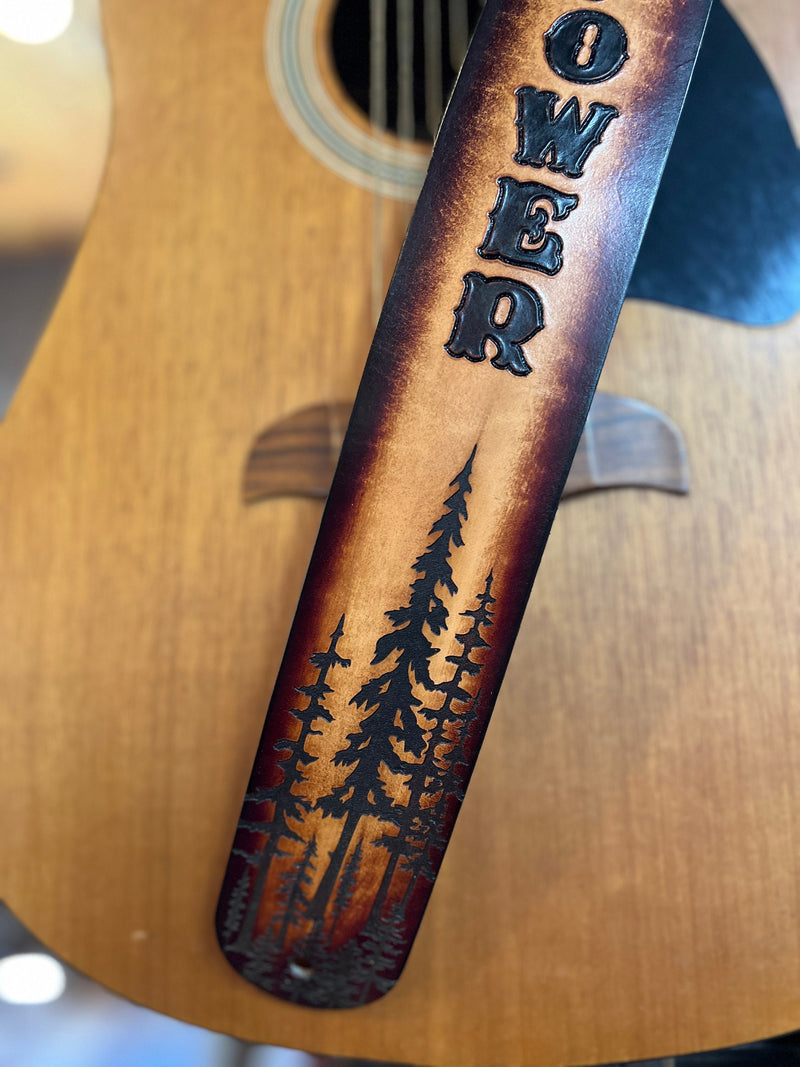 Leather Guitar Strap | Cypress Trees | 2.5"
