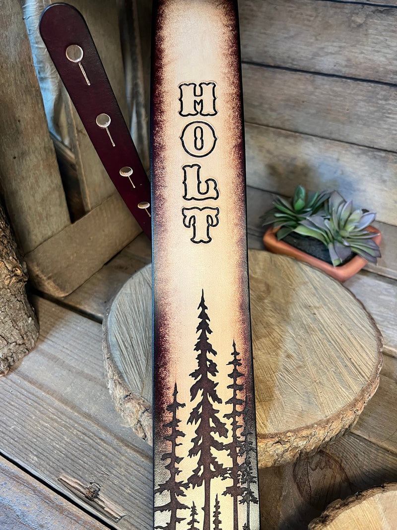 Leather Guitar Strap | Cypress Trees | 2.5"