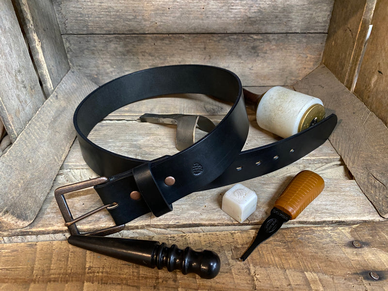 Leather Belt-Wide Black English Bridle leather belt, 1 3/4" width