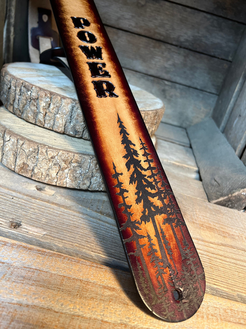 Leather Guitar Strap | Cypress Trees | 2.5"