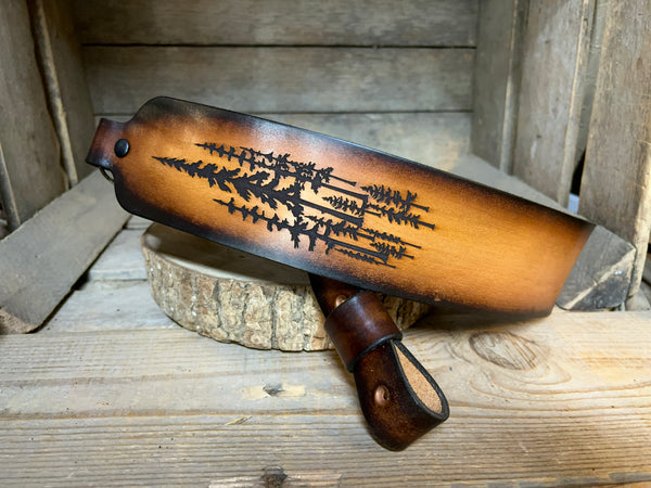 Leather Sling-CYPRESS TREES - Personalized Sling- Gift for Hunters