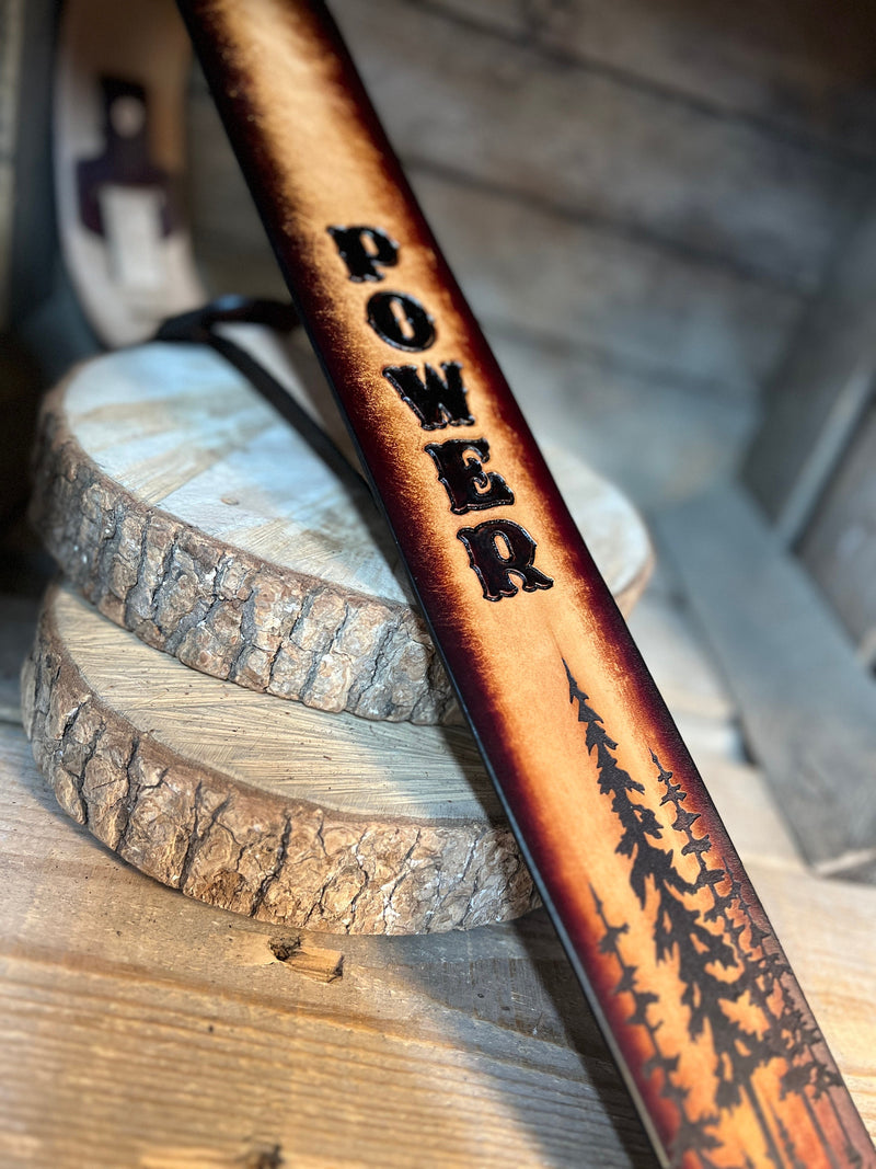 Leather Guitar Strap | Cypress Trees | 2.5"