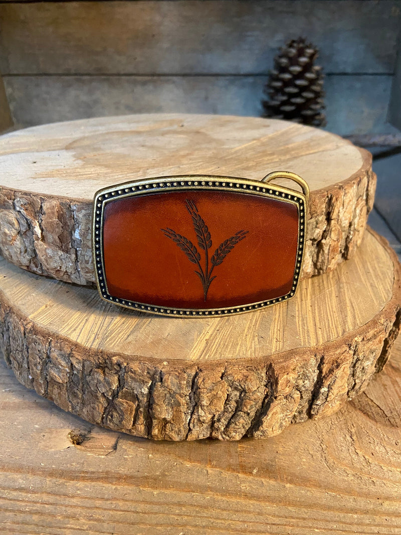 Leather Belt Buckle | Wheat