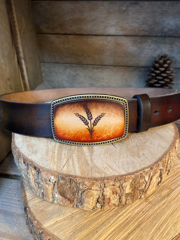 Leather Belt Buckle | Wheat