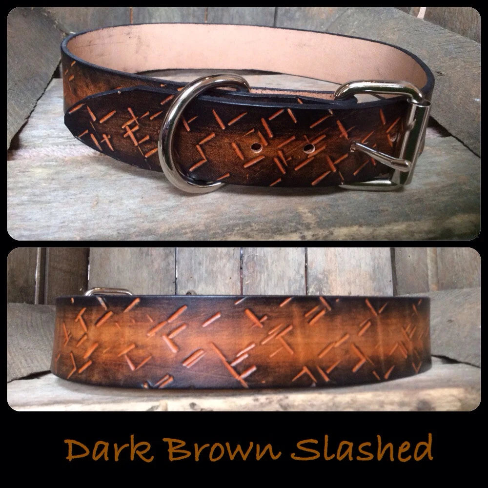 Slashed Leather Dog Collar 1 1/2