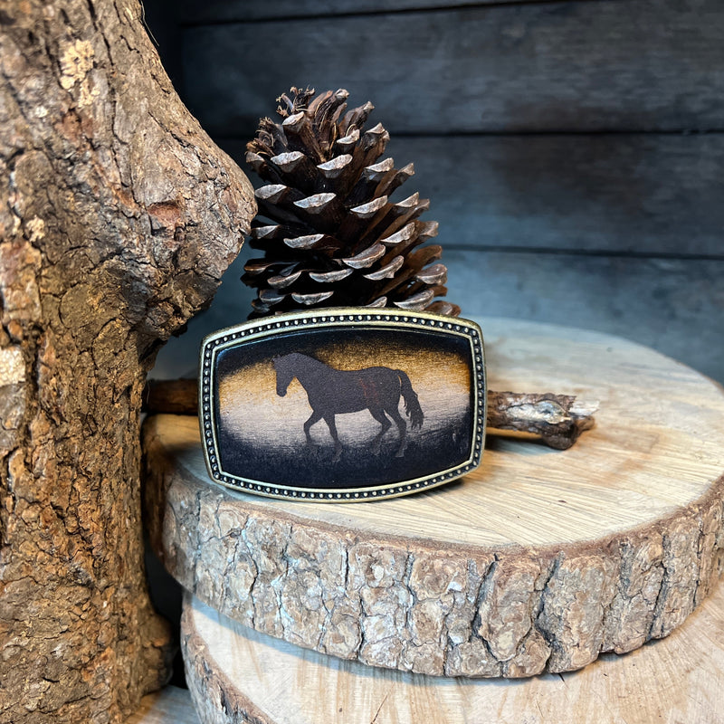 Kid's Belt Buckle | Standing Horse silhouette | Personalized