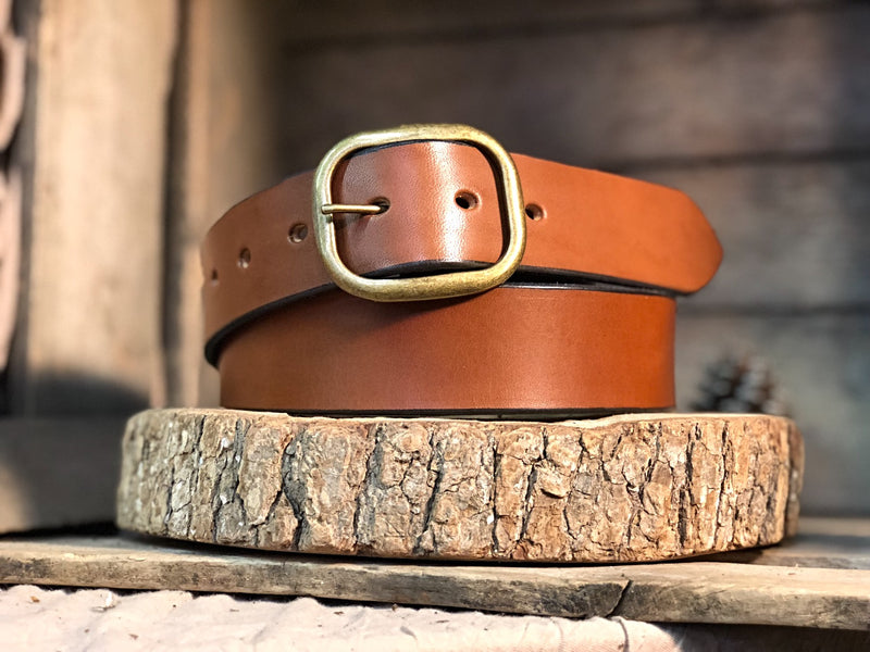 English Bridle Leather Belt "Golden Brown"
