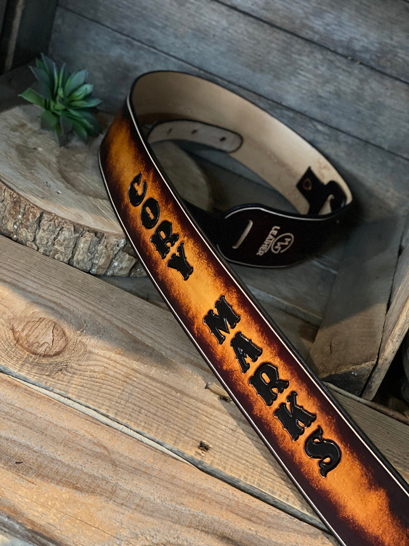 Personalized Leather Guitar Strap -CORY MARKS- | 2.5"