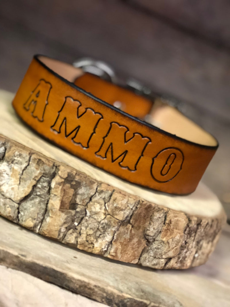 Personalized Leather Dog Collar 1 1/2” Width-USA Made