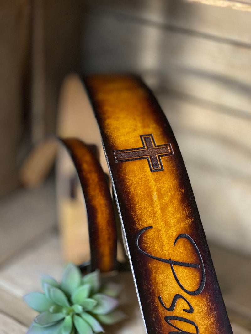 Leather Guitar Strap with Scripture | 2.5"