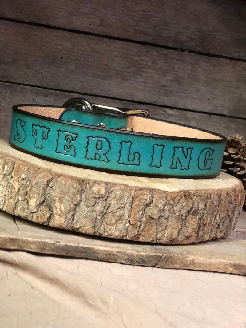 Personalized Leather Dog Collar 1 1/4” Wide USA made