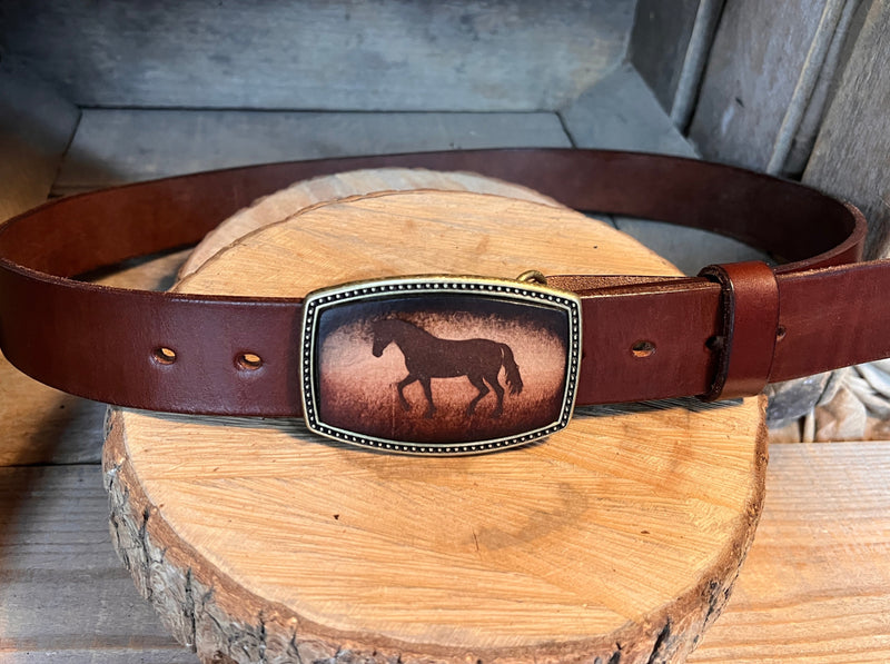 Kid's Belt Buckle | Standing Horse silhouette | Personalized