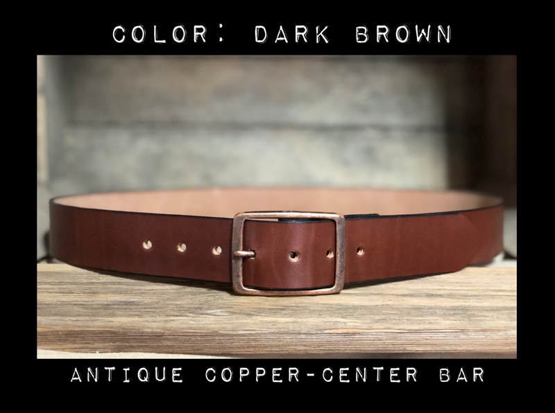 EVERYDAY BELT- Leather Belt - Center-bar buckle -1.5” - Choose color – M &  W Leather