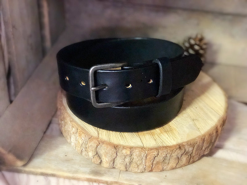 English Bridle Leather Belt "Black"