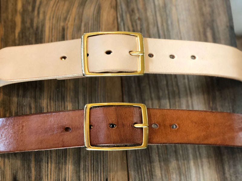 Leather Belt-Standard Natural vegetable-tanned leather belt, 1 1/2" width