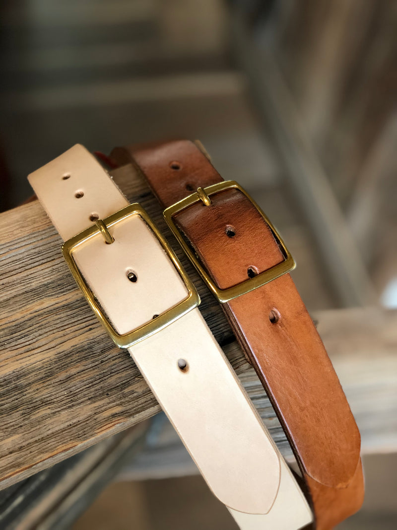 112 Signature Leather Belt - Natural Veg Tan - Black