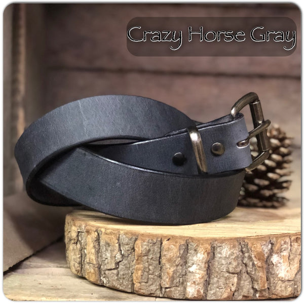 Water Buffalo Leather Belt in "Crazy Horse"