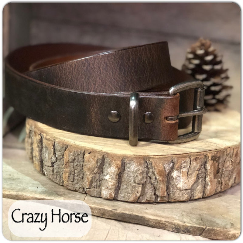 Water Buffalo Leather Belt in "Crazy Horse"