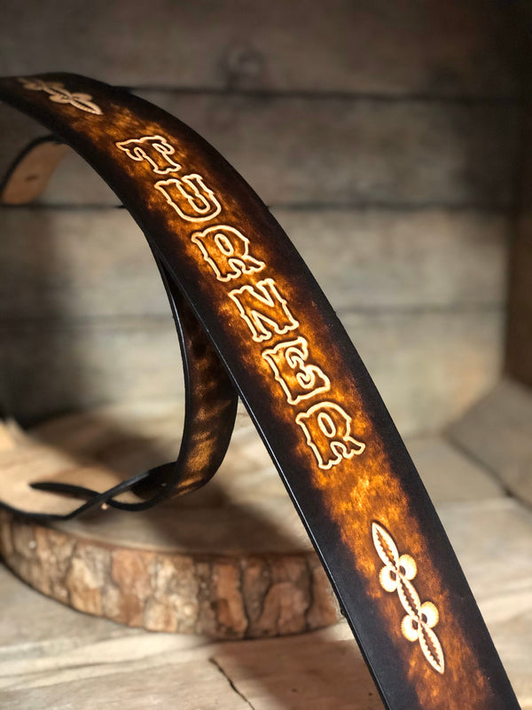 Personalized Leather Guitar strap |  | 2.5"| Made in USA