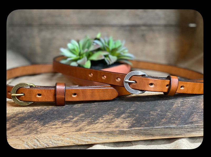 Skinny Leather 3/4”  belt Full Grain leather belt, women’s leather belt women's stylish leather retro belt personalized gift USA made
