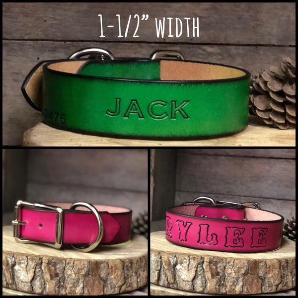 Personalized Leather Dog Collar 1 1/2” Width-USA Made