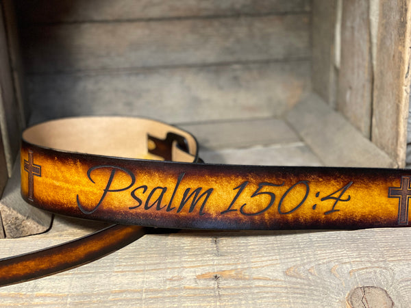 Leather Guitar Strap with Scripture | 2.5"