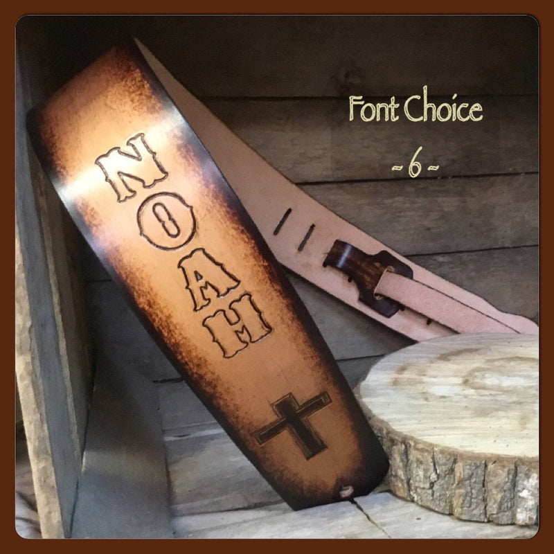 Personalized Guitar Strap - Leather- Cross | 2.5"