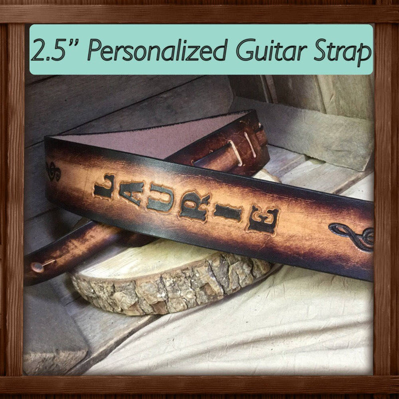 Leather Guitar Strap- Dark Mahogany-Cross | 2.5"