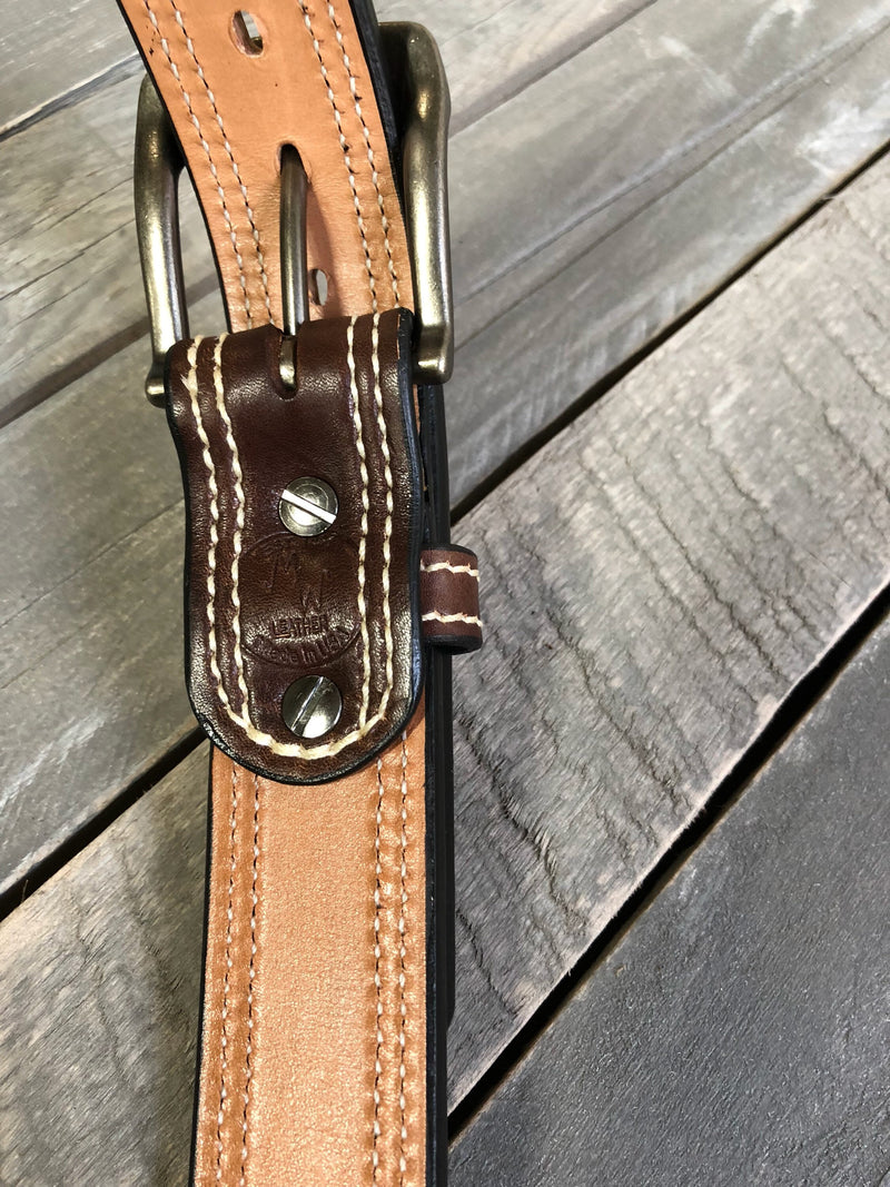 Leather Belt, Handmade Full-grain Leather DOUBLE stitched Gun Belt