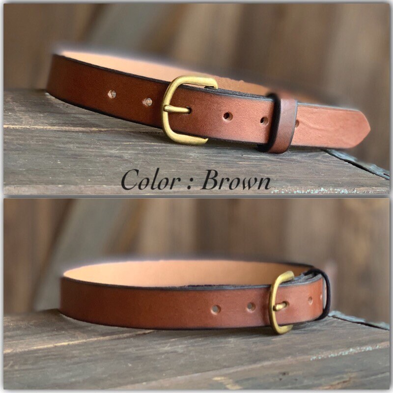 Hand woven women's belt in dark brown leather