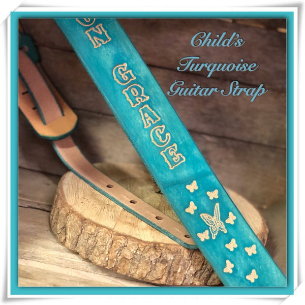 CHILD’S GUITAR STRAP Personalized child's leather guitar strap great Christmas  gift for a child who loves music and has a passion for playing