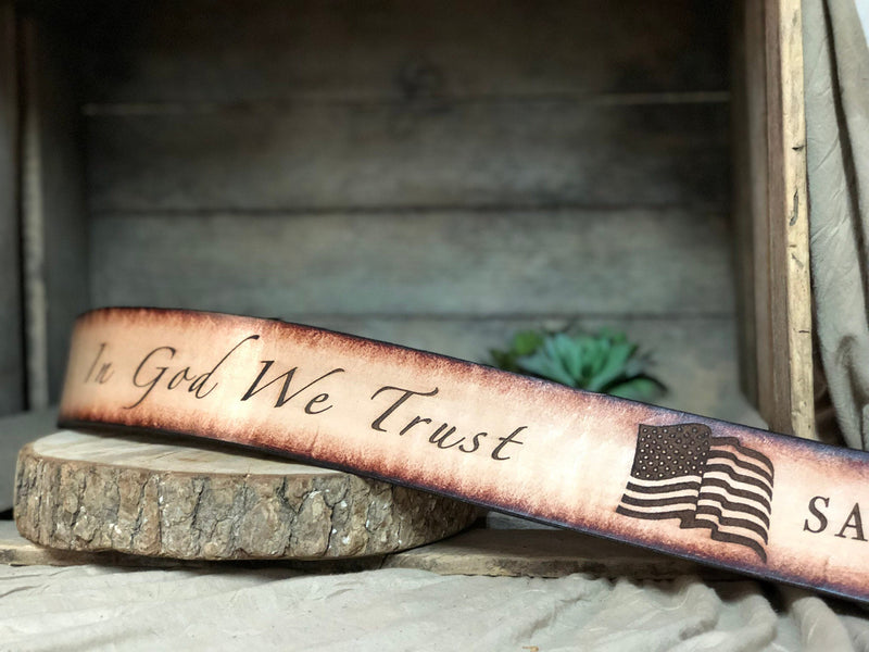 Leather Guitar Strap-In God We Trust | 2.5"