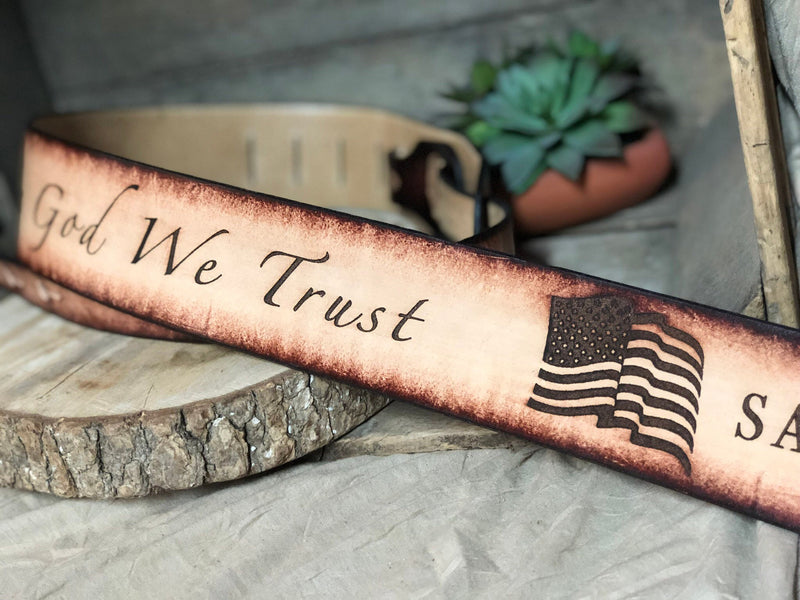 Leather Guitar Strap-In God We Trust | 2.5"