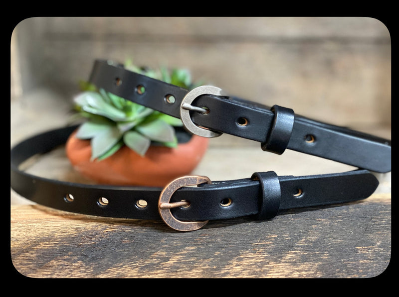 Skinny Black Belt | 3/4" | English Bridle Leather