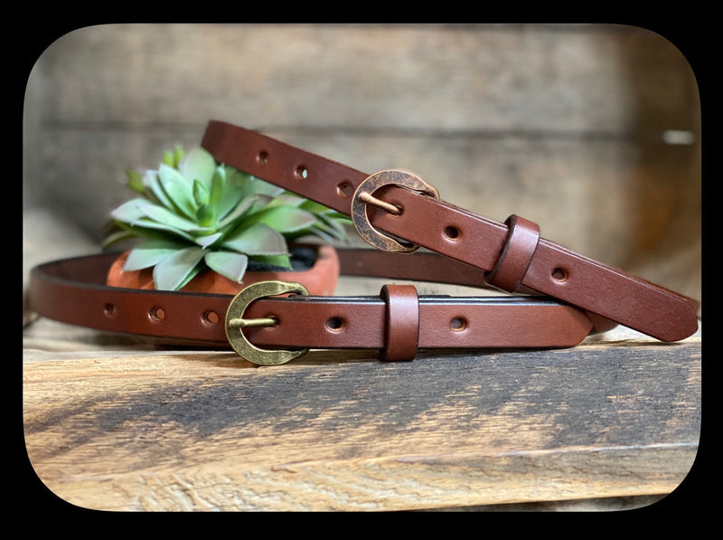 Skinny Dark Brown Belt | 3/4" | Full Grain English Bridle Leather