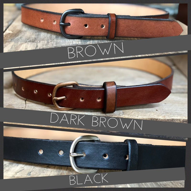 Baby's First Belt-Kid's first Belt-3/4" Plain -Brown-Leather -Personalized
