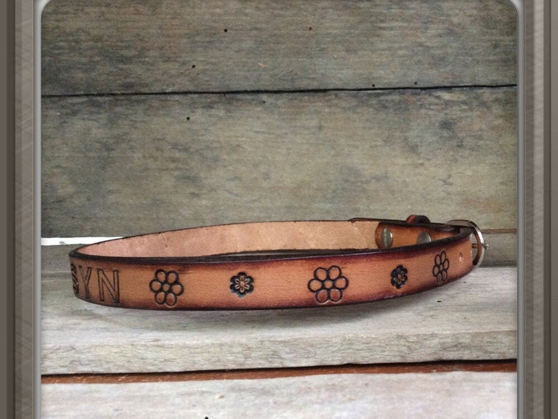 KIDS OR BABYS FIRST LEATHER BELT -3/4” -  Hand -Dyed - Personalized