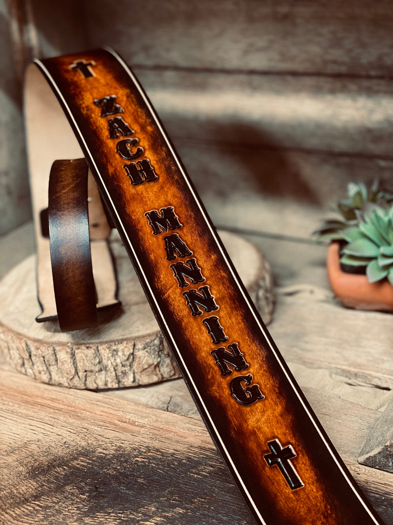 Leather Guitar Strap- Personalized - 2.5”