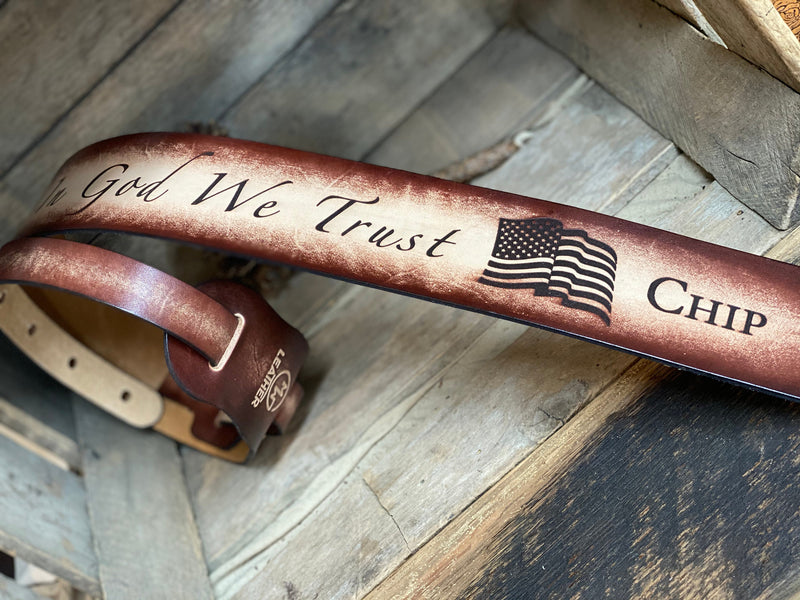 Leather Guitar Strap-In God We Trust | 2.5"