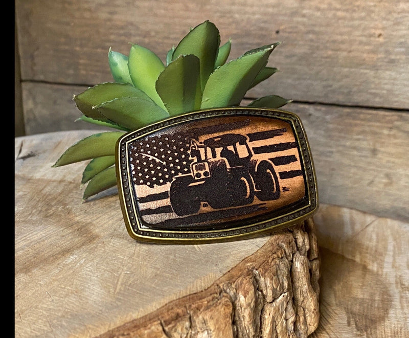 Belt Buckle | Tractor-American Flag-Cross | Personalized option
