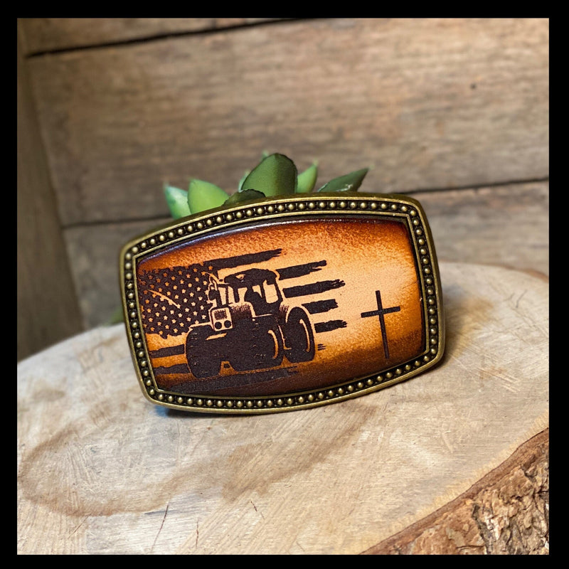Kid's Belt Buckle | Tractor-American Flag-Cross | Personalized