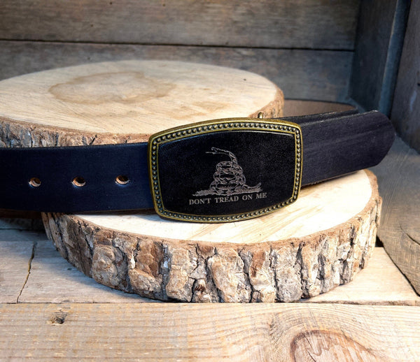 Leather Belt Buckle | Don't Tread on Me | Rattle snake